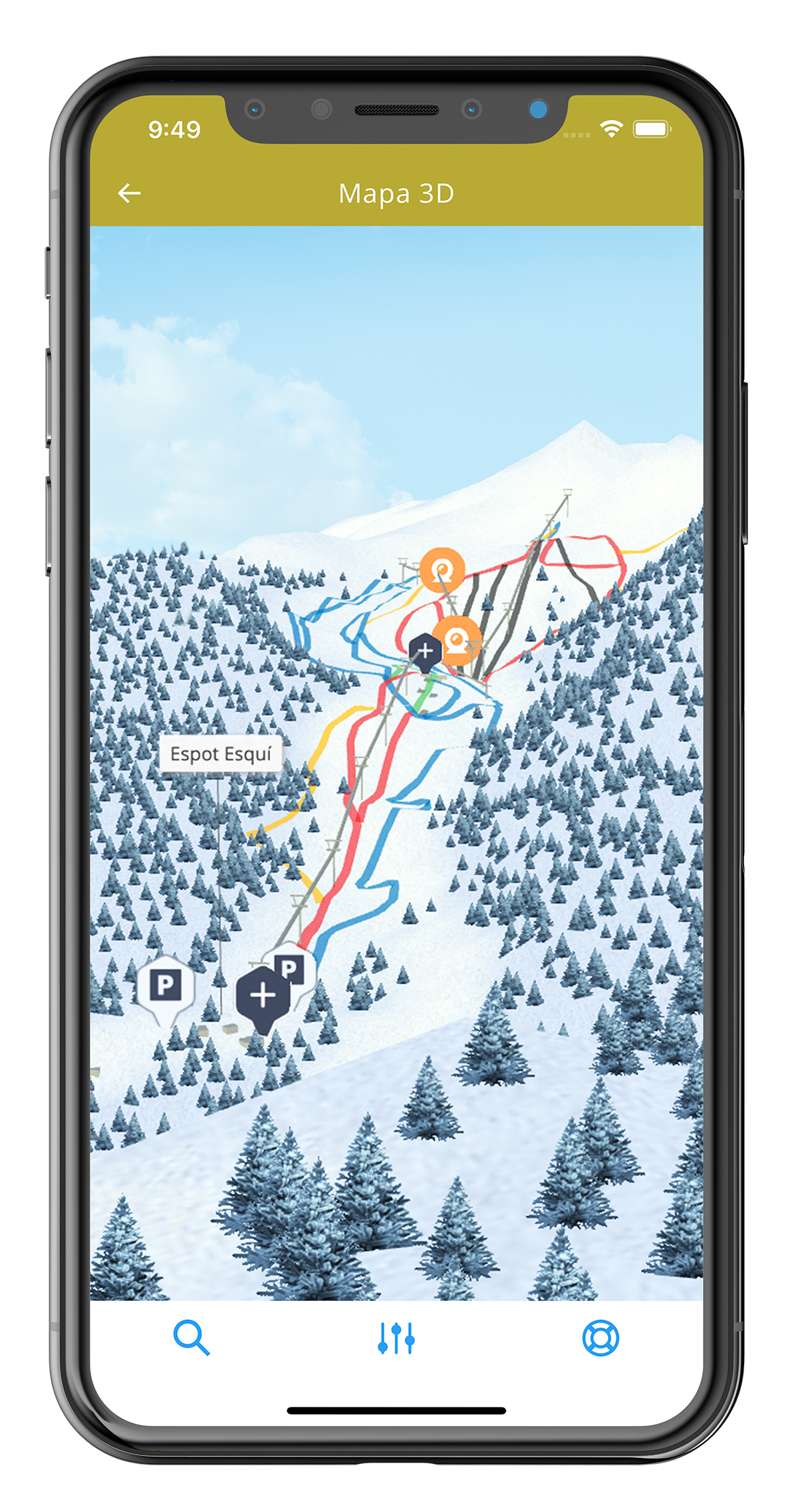 Mòbil i mapa 3D pista Espot Esquí