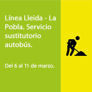 Línea Lleida - La pobla. Servidio sustitutorio autobús