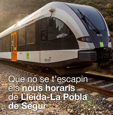 Que no se t'escapin els nou horaris de Lleida-La Pobla de Segur