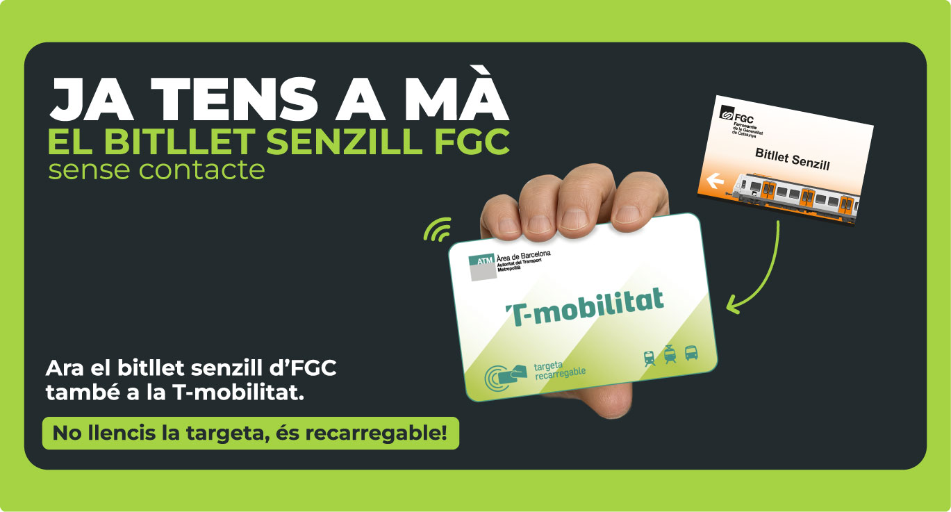 Ja tens a mà el bitllet senzill fgc sense contacte. Ara el bitllet senzill d'fg també a la t-mobilitat.